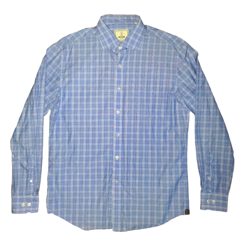 Todd Snyder Blue Plaid Button Up Casual Summer Dress Shirt Mens 16 34/35 Medium